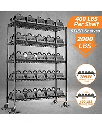 Lovmor 5-Tier 48 in W x 78 in H x 20 in D Height Adjustable Garage Wire Shelving Unit with wheels