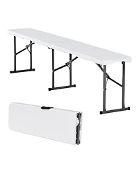 Mecale Plastic Folding Bench, 6 ft Portable Foldable Hdpe Bench for Indoor Outdoor Picnic, Patio, Camping and Events, 1 Pack, White