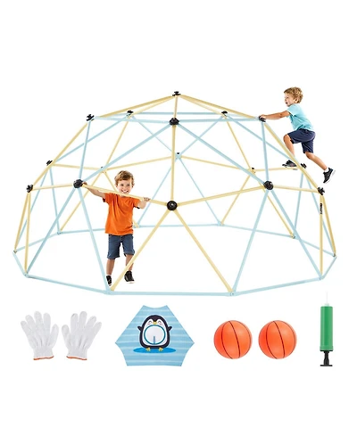 Mecale Climbing Dome, 10 ft Geometric Dome Climber with 2 Basketballs and Octopus Net, 1000 lb Capacity for Kids Ages 3–10