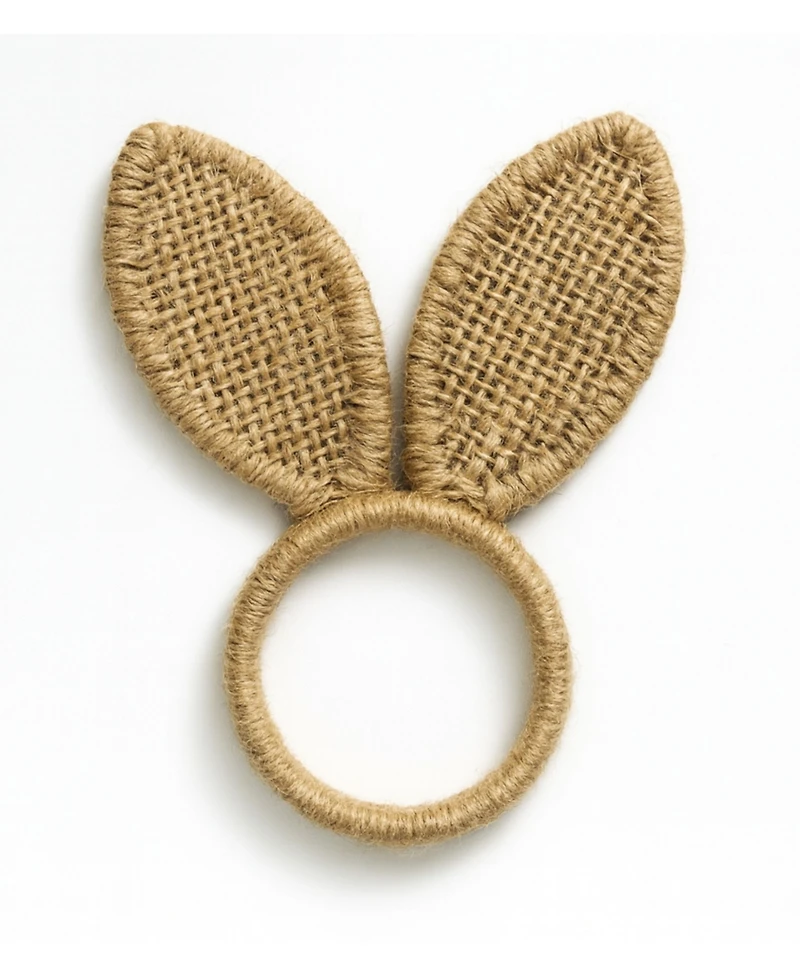 Elrene Burlap Bunny Ear Napkin Rings, Set of 4