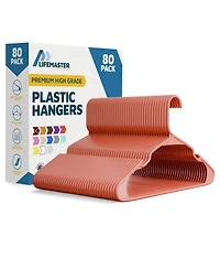 Lifemaster heavy-duty plastic hangers for clothes, dresses & coats non-slip grooves, space-saving design, holds 5 lbs -pack