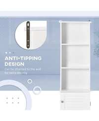 Homcom Bathroom Cabinet Cupboard Shelving Storage Unit w/ Door & 6 Shelves