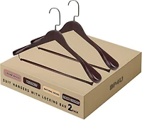 Bp4u Premium Wide Shoulder Wooden Suit Hangers Heavy Duty Solid Wood Coat Hangers With Locking Pants Bar For Suits Jackets Shirts