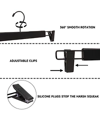 BP4U -Pack Premium Wooden Pants Hangers with Adjustable Clip, Heavy Duty Solid Wood Skirt Bottom for Trousers, Dress Slacks, Dresses