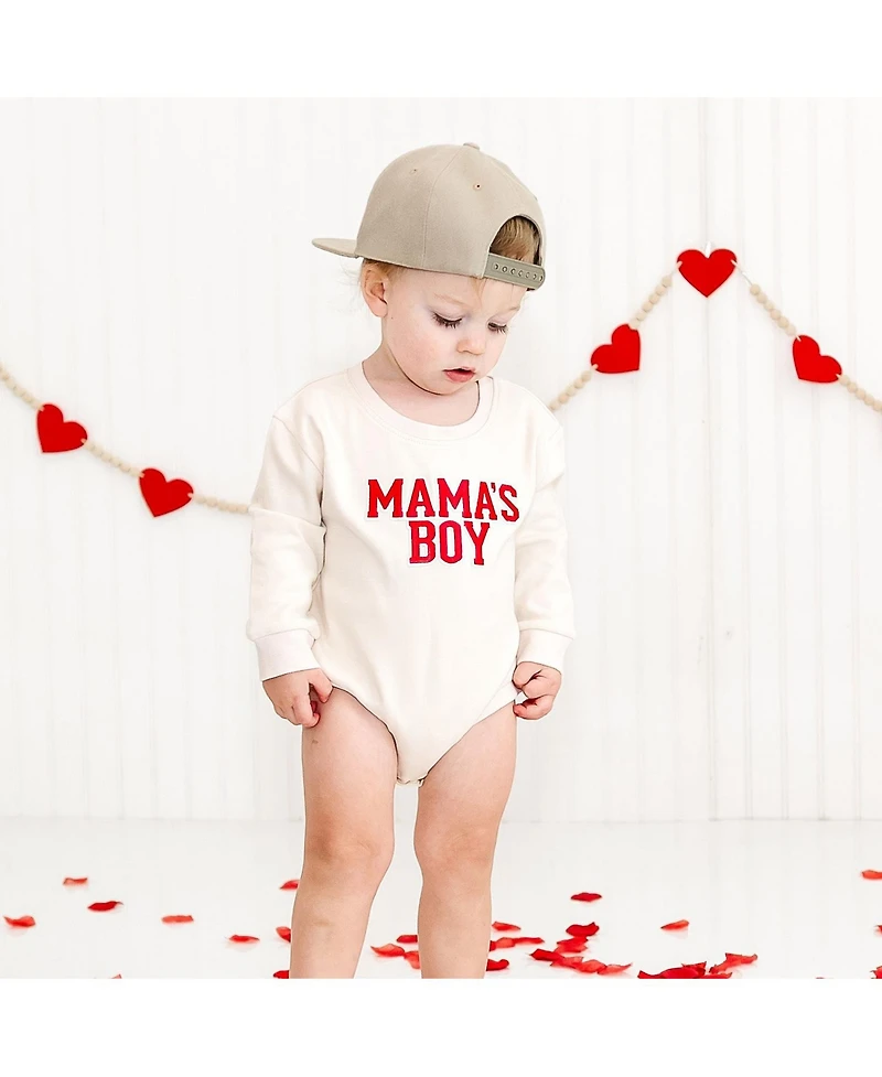 Sweet Wink Baby Boys Mama's Varsity Patch Valentine's Day Long Sleeve Romper
