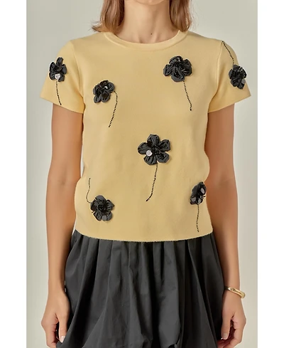 English Factory Women's 3D Flower Knit Top.