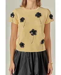 English Factory Women's 3D Flower Knit Top.