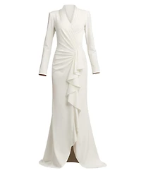 Tadashi Shoji Women's Markum Long-Sleeve Flounce Gown