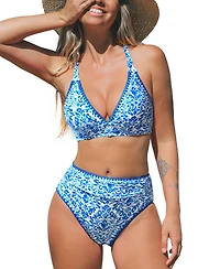 Cupshe Women's V-Neck Crisscross Bikini Set with Halter Straps