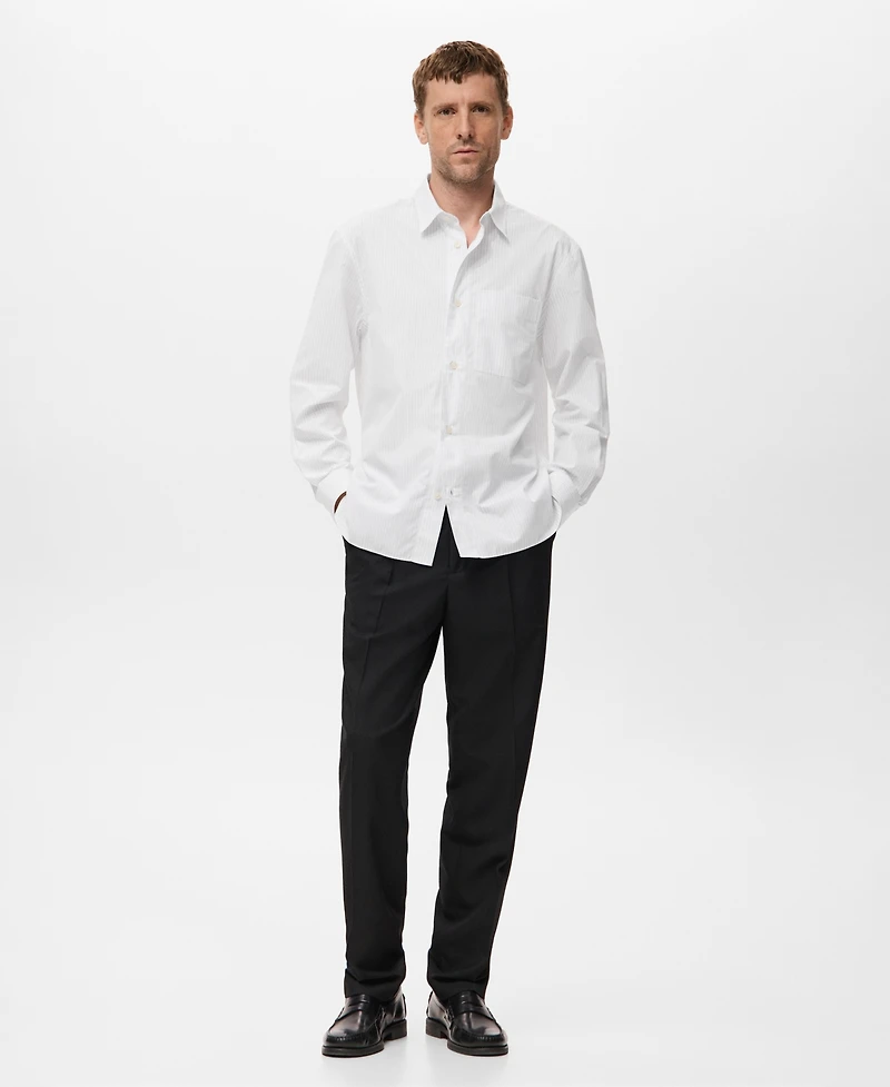 Mango Men's Cotton Striped Relaxed-Fit Shirt