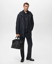 Mango Men's Detachable Water-Repellent Quilted Parka