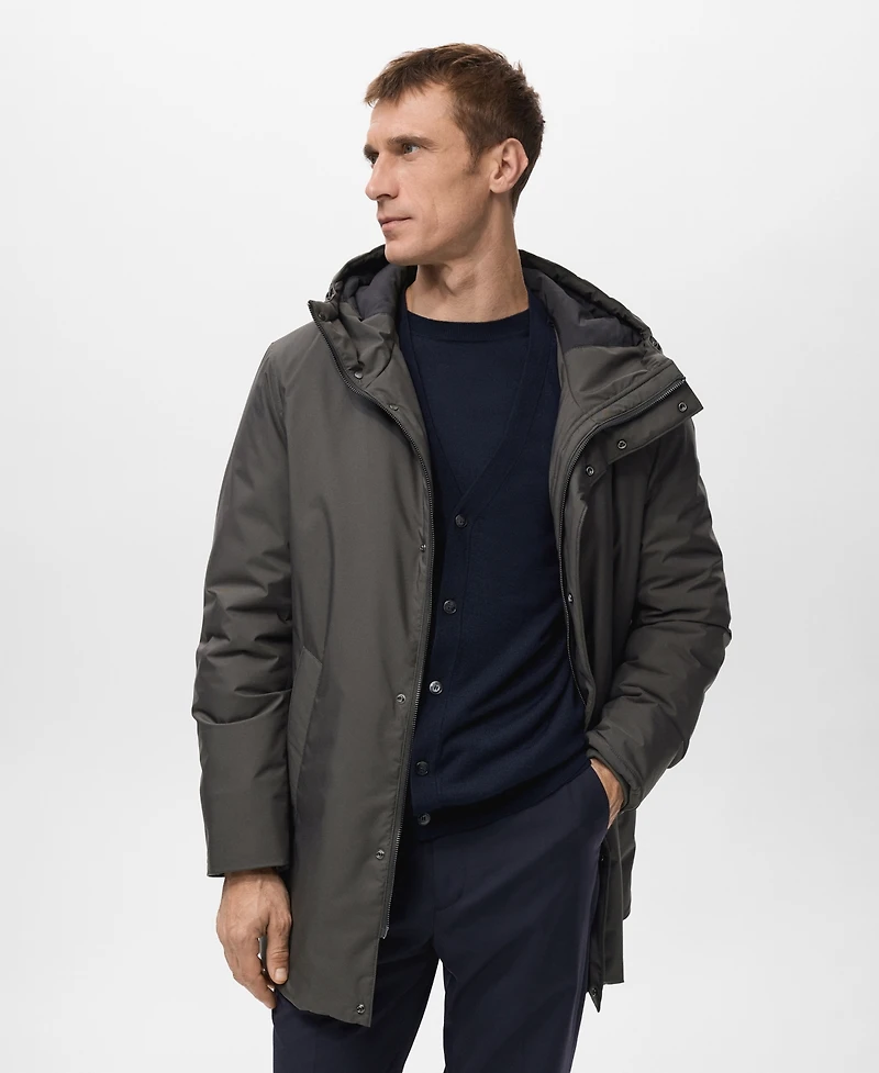 Mango Men's Detachable Water-Repellent Quilted Parka