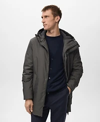 Mango Men's Detachable Water-Repellent Quilted Parka