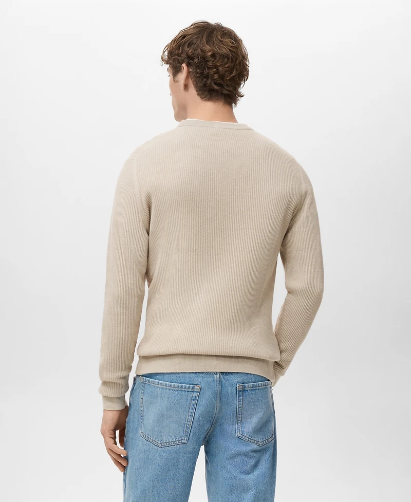 Mango Men's Fine Rib-Knit Cotton Sweater