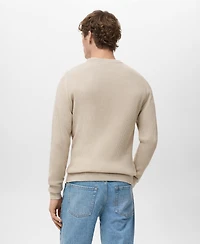 Mango Men's Fine Rib-Knit Cotton Sweater