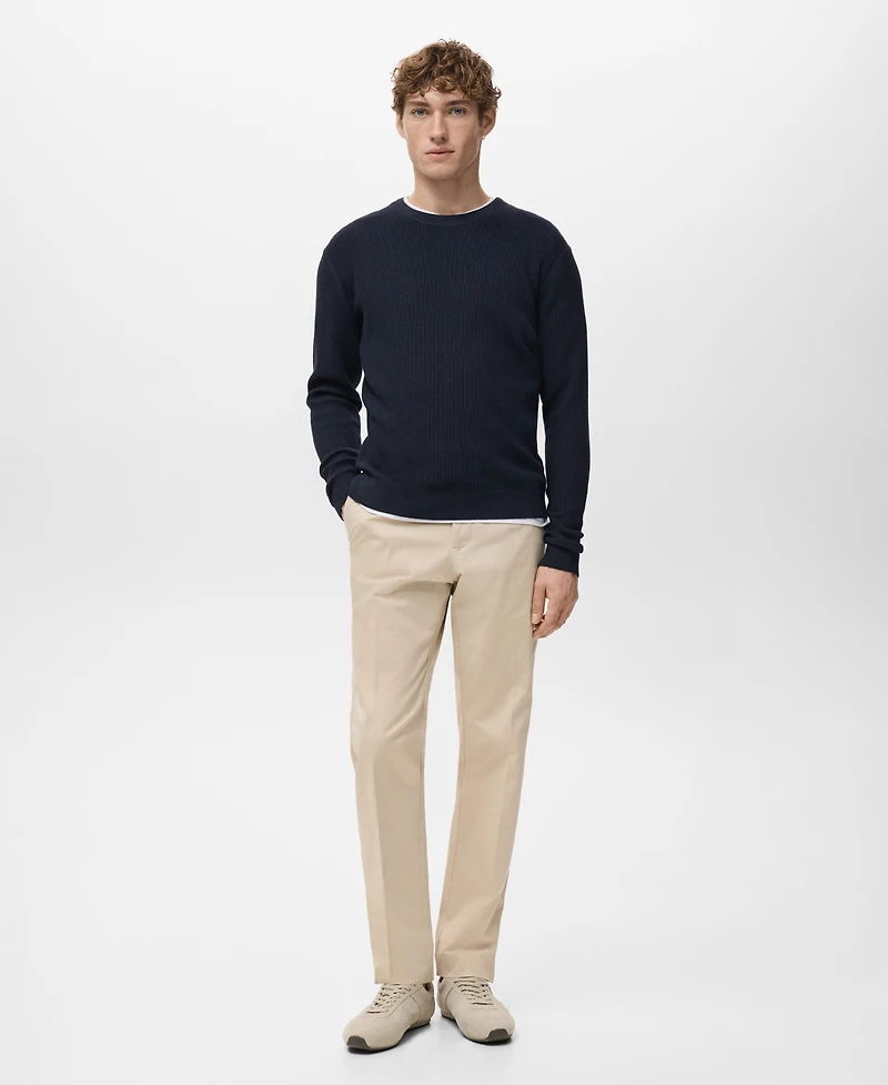Mango Men's Fine Rib-Knit Cotton Sweater
