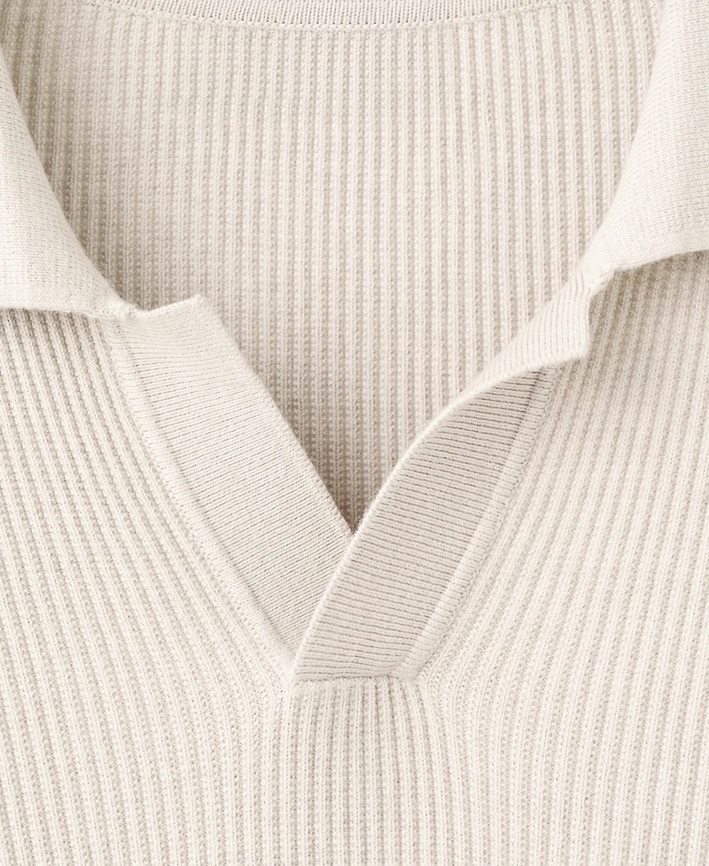 Mango Men's Cotton-Blend Ribbed Polo Sweater