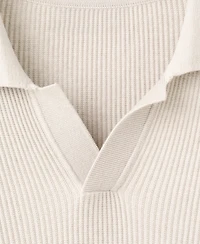 Mango Men's Cotton-Blend Ribbed Polo Sweater