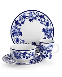 Elama Blue Orchid 16-Pc. Dinnerware Set, Service For 4