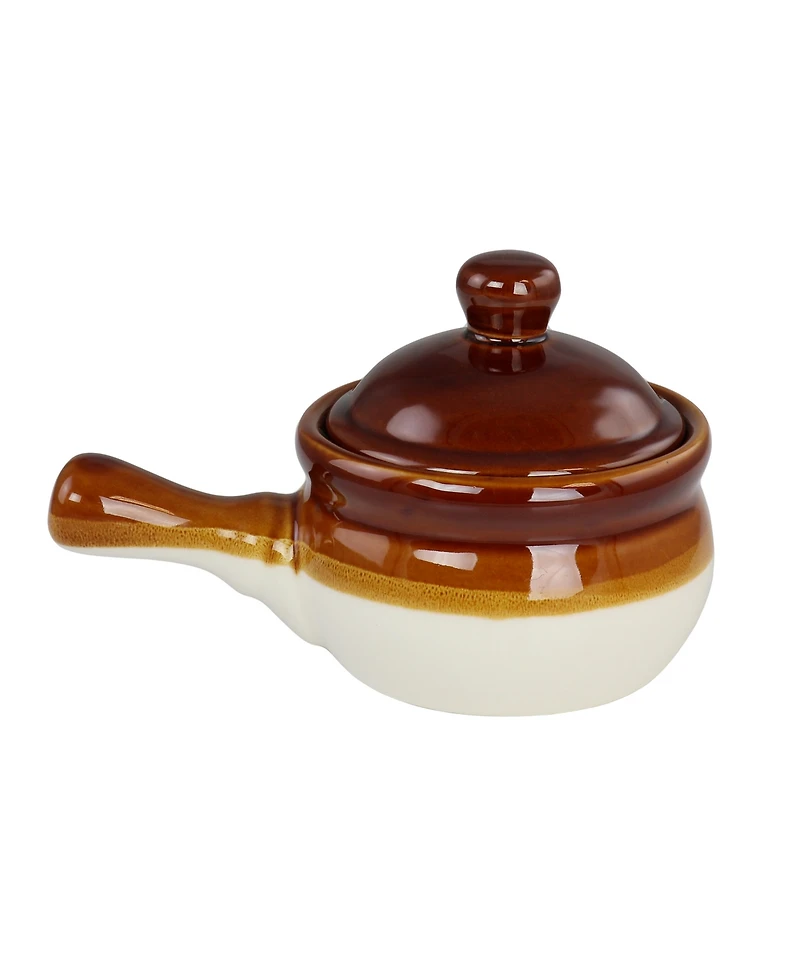 Elama French Onion Long Handle Soup Bowls, Set of 4, Service For 4