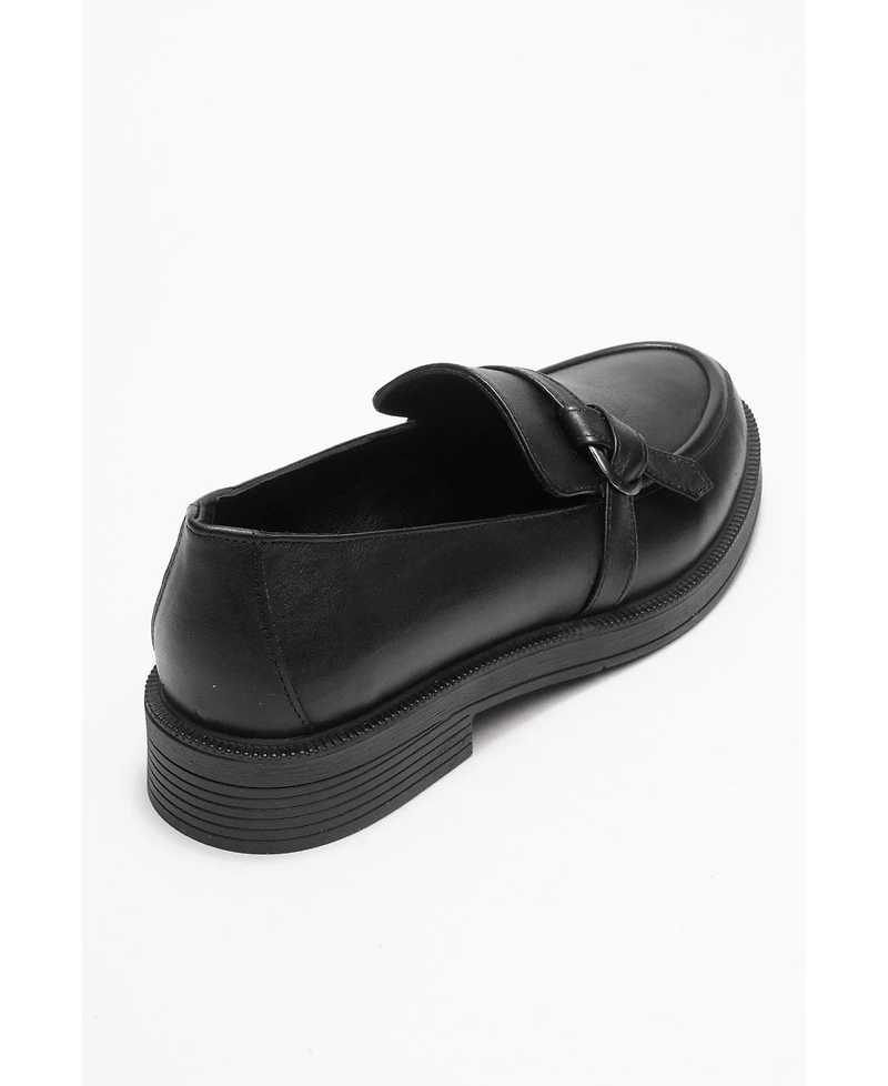 Forever & Always Women's Shoes Galea Buckled Leather Loafers