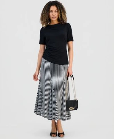 I.N.C. International Concepts Petite Ruched Top Striped Midi Skirt Macys Exclusive