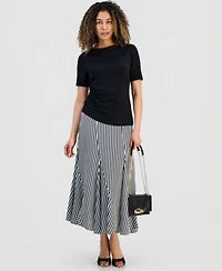I.N.C. International Concepts Petite Ruched Top Striped Midi Skirt Macys Exclusive