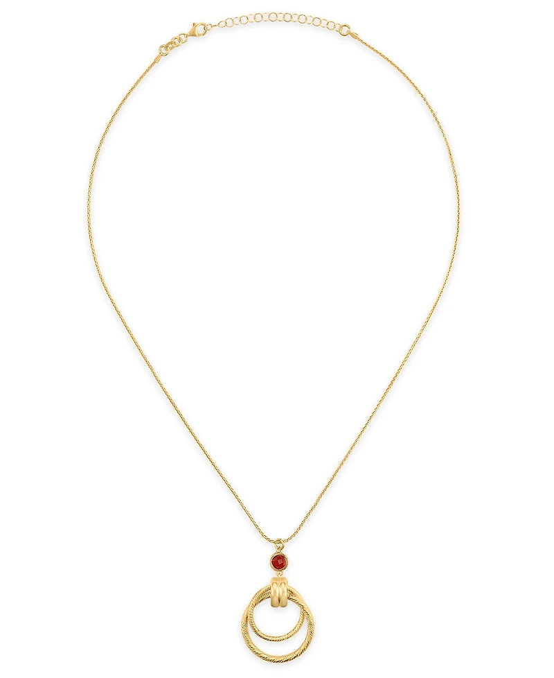 Macy's Garnet (1-1/5 ct. t.w.) Diamond Cut Interlock Circle Necklace 14k Gold Over Sterling Silver (Also available Onyx)