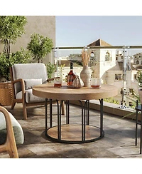 Tribesigns 35.5-Inch Rustic Wood 2-Tier Round Coffee Table with Open Storage