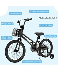 Sugift 18-Inch Kids Bike with Basket and Training Wheels for Ages 4-8