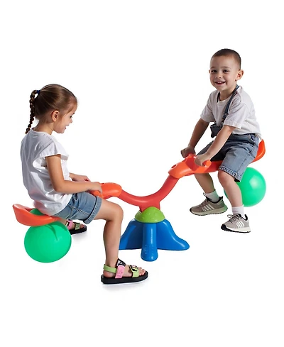 Mecale Kids Seesaw, Sit and Spin Teeter Totter with Handles and 55 lb Capacity per Seat for Ages 3+, Multi-Colored