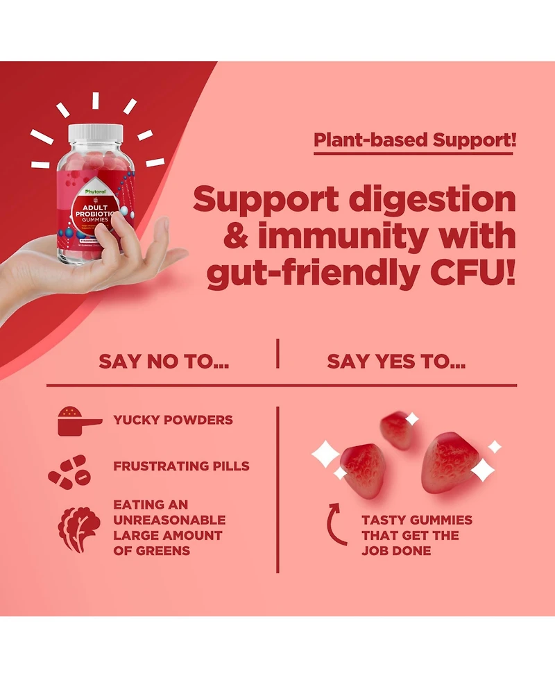 Phytoral Probiotic Adult Gummy, Strawberry, 30ct