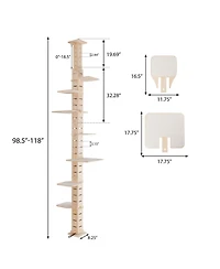 Aostirmotor 9' Adjustable Height Floor-to-Ceiling Cat Tree with Perching Shelves