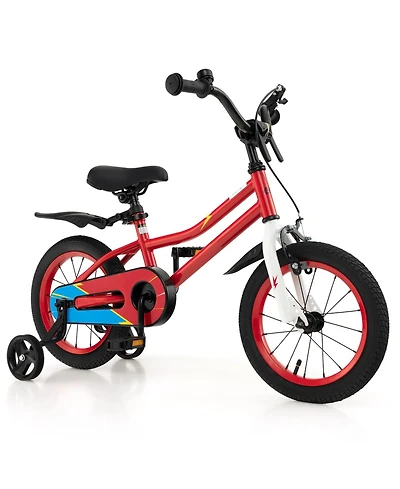 Sugift 18 Feet Kids Bike with Removable Training Wheels-Red