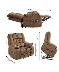 Boyel Living Chenille Power Lift Recliner Chair with Heat and Massage, 4 Okin Motors, Adjustable Headrest Lumbar