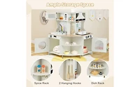 Slickblue Wooden Toy Kitchen for Kids with Functional Faucet and Sink