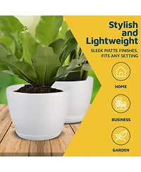 Lifemaster 15-pack white plant pots with drainage & saucers, stackable, durable, weatherproof for indoor/outdoor use