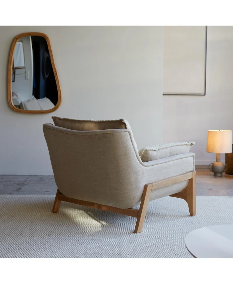 Tikamoon Woodnest armchair solid oak and linen fabric, 1 seat