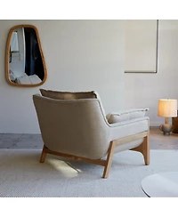 Tikamoon Woodnest armchair solid oak and linen fabric, 1 seat