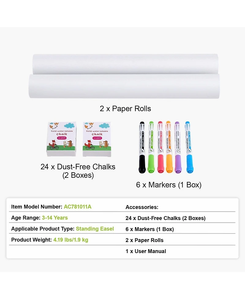 Sugift 32-Piece Complete Easel Art Set for Standing Easels