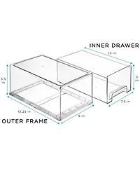 Sorbus 6 Piece Large Clear Stackable Pull Out Refrigerator Bins - Food Storage Containers for Kitchen, Refrigerator, Freezer & More
