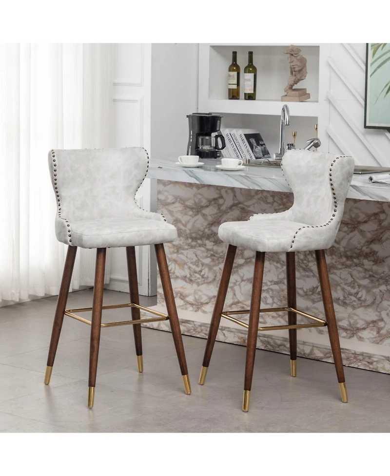 Streamdale Furniture Elegant Mid-Century Barstools with Button Tufted Backs