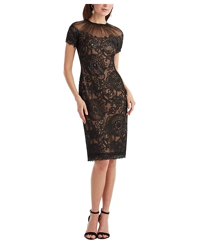 Tadashi Shoji Women's Sable Embroidered Tulle Dress