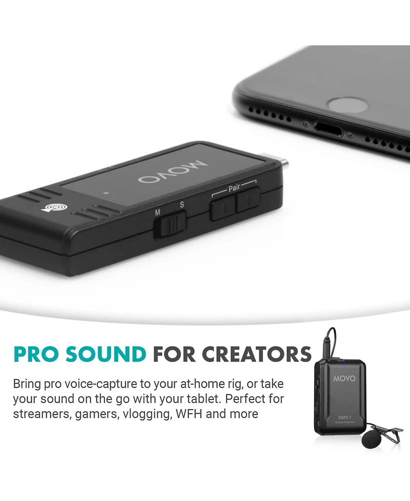 Movo Wmx-1-ul Wireless Usb and Usb-c Lavalier Microphone System for Computers