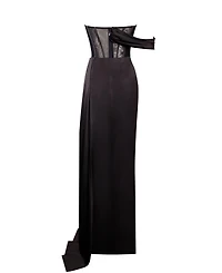 Miss Circle Women's Rebeca Satin High Slit Corset Gown