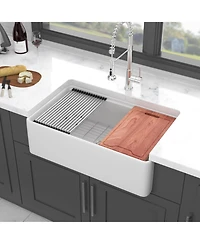flynama 33x20x10inch White Farmhouse Sink Porcelain Ceramic Single Bowl Workstation Kitchen Sink