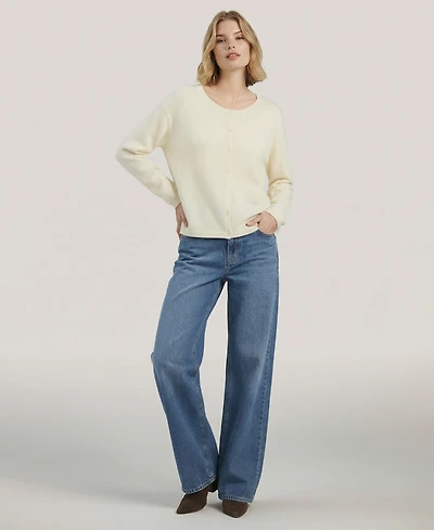 Naadam Women's Round Neck Long-Sleeve Cardigan