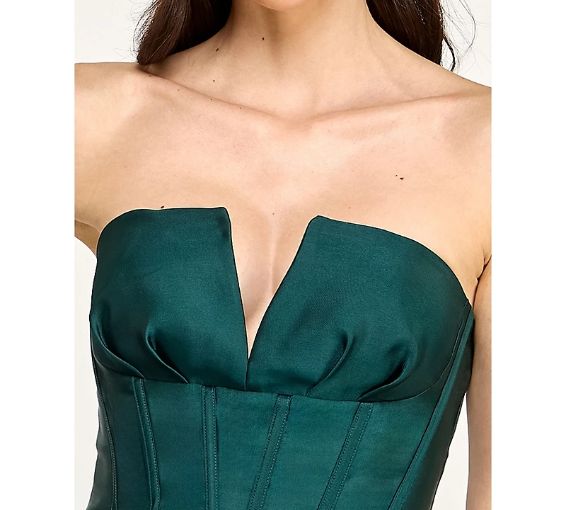 Seni & Cade Juniors' Corset Strapless V-Neck Dress