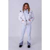 Women's White Oosc Print Chic Puffer Jacket