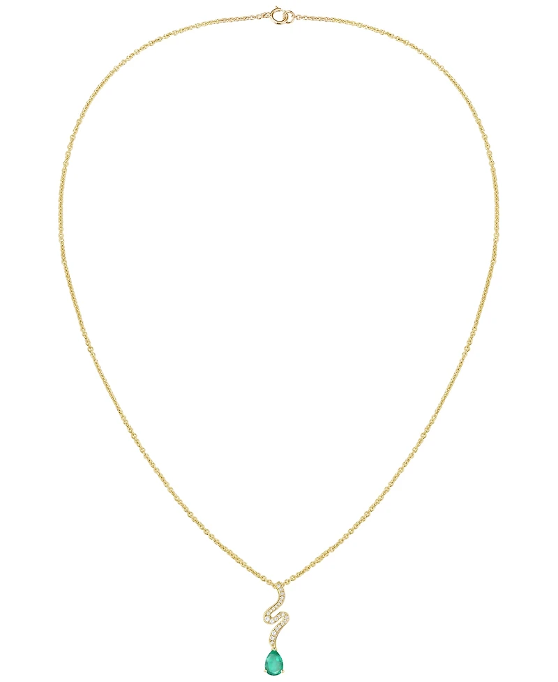 Macy's Emerald (5/8 ct. t.w.) & Diamond (1/6 Pendant Necklace 14k Yellow Gold (Also Available Sapphire Ruby)
